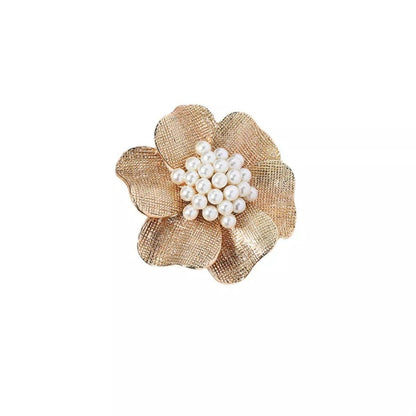 18K Gold - Plated Pearl Flower Ring - Rochelle's House LLC