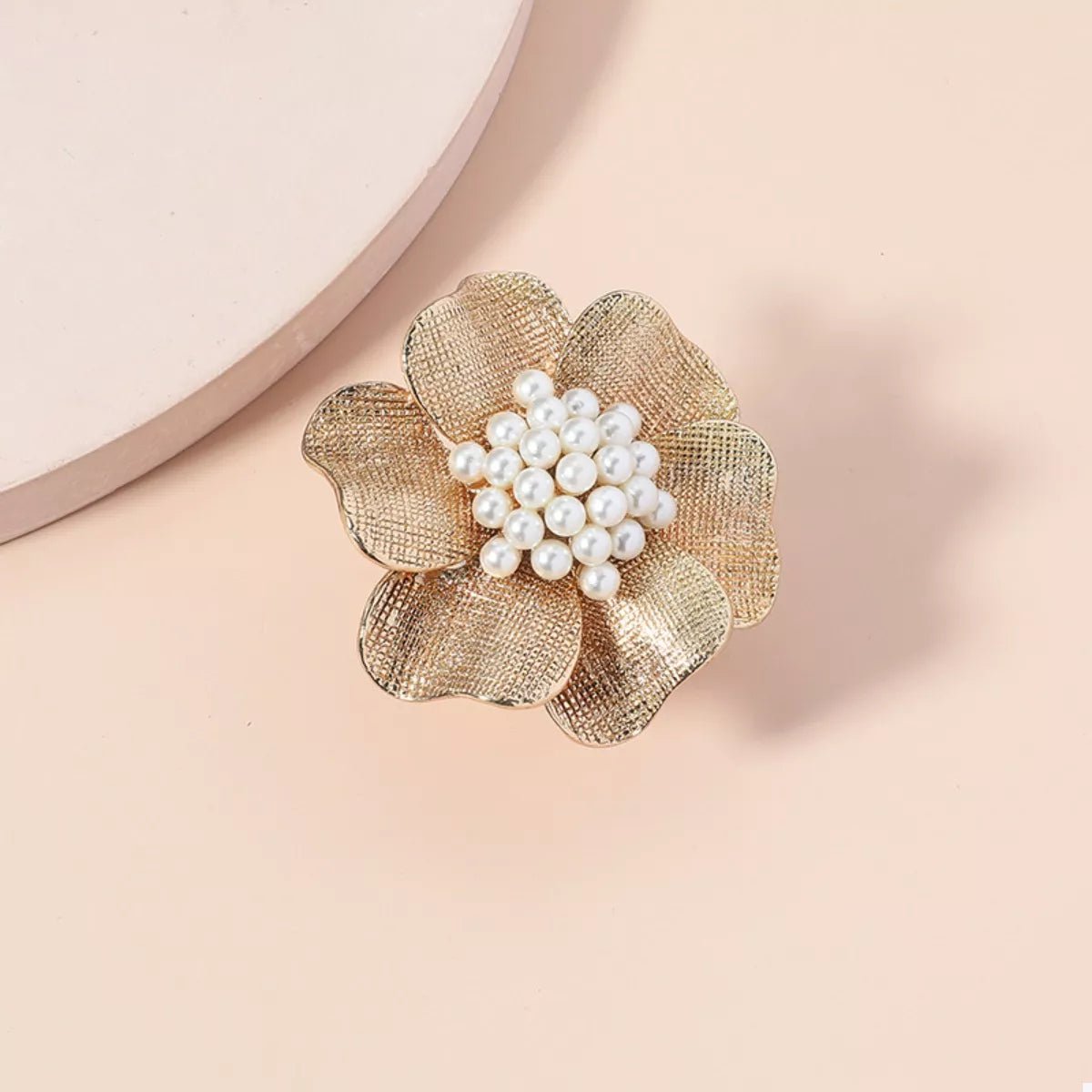 18K Gold - Plated Pearl Flower Ring - Rochelle's House LLC