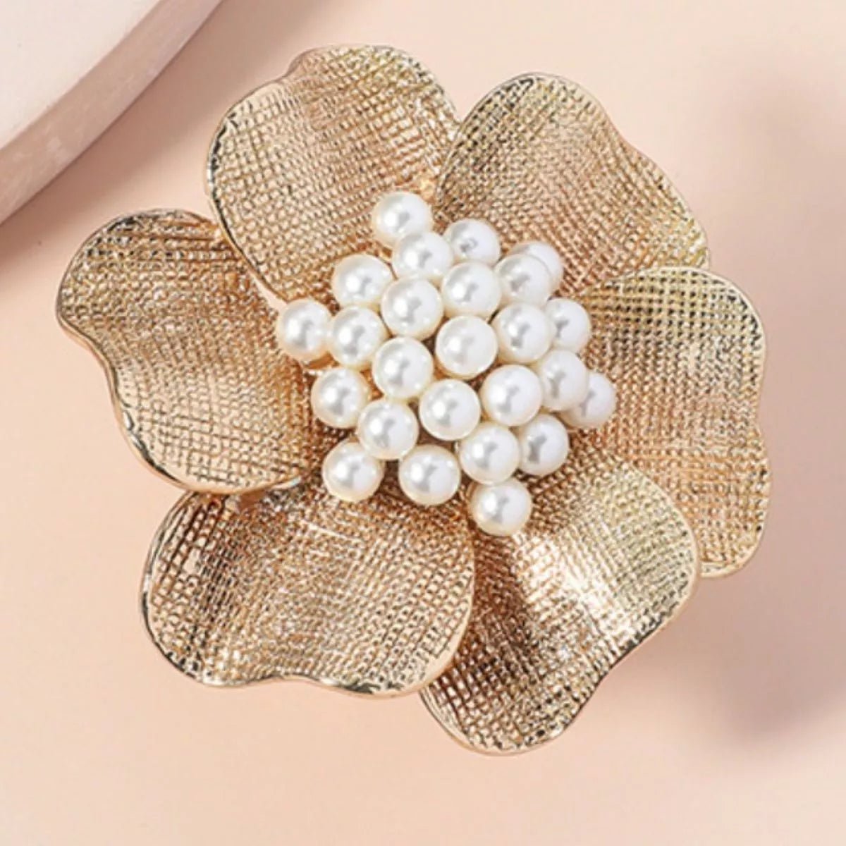 18K Gold - Plated Pearl Flower Ring - Rochelle's House LLC