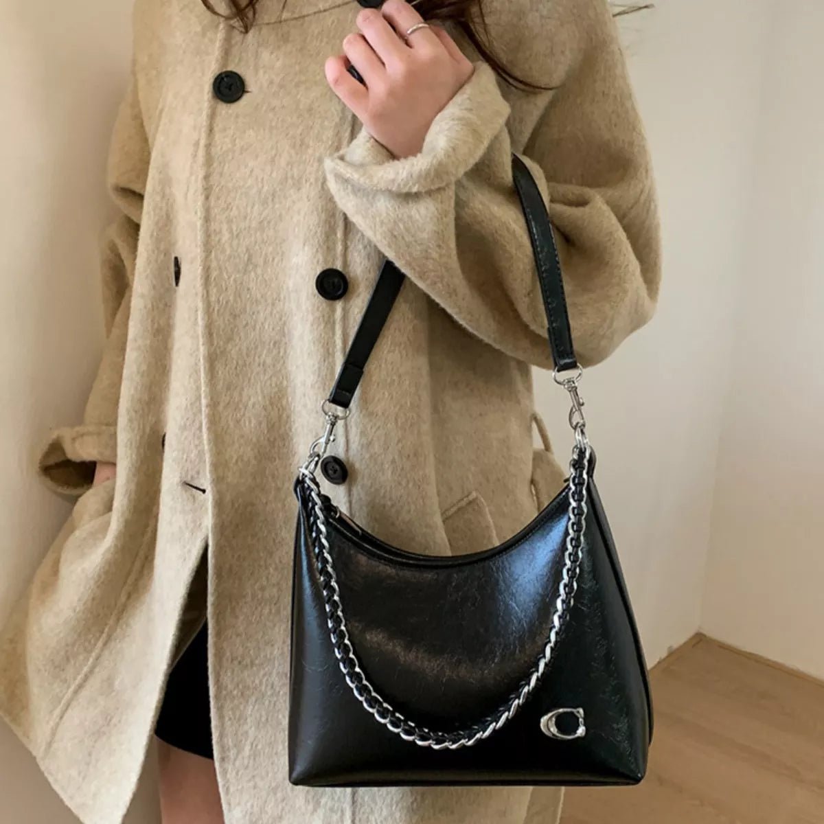 Chic Chain Accent Shoulder Bag - Rochelle's House LLC