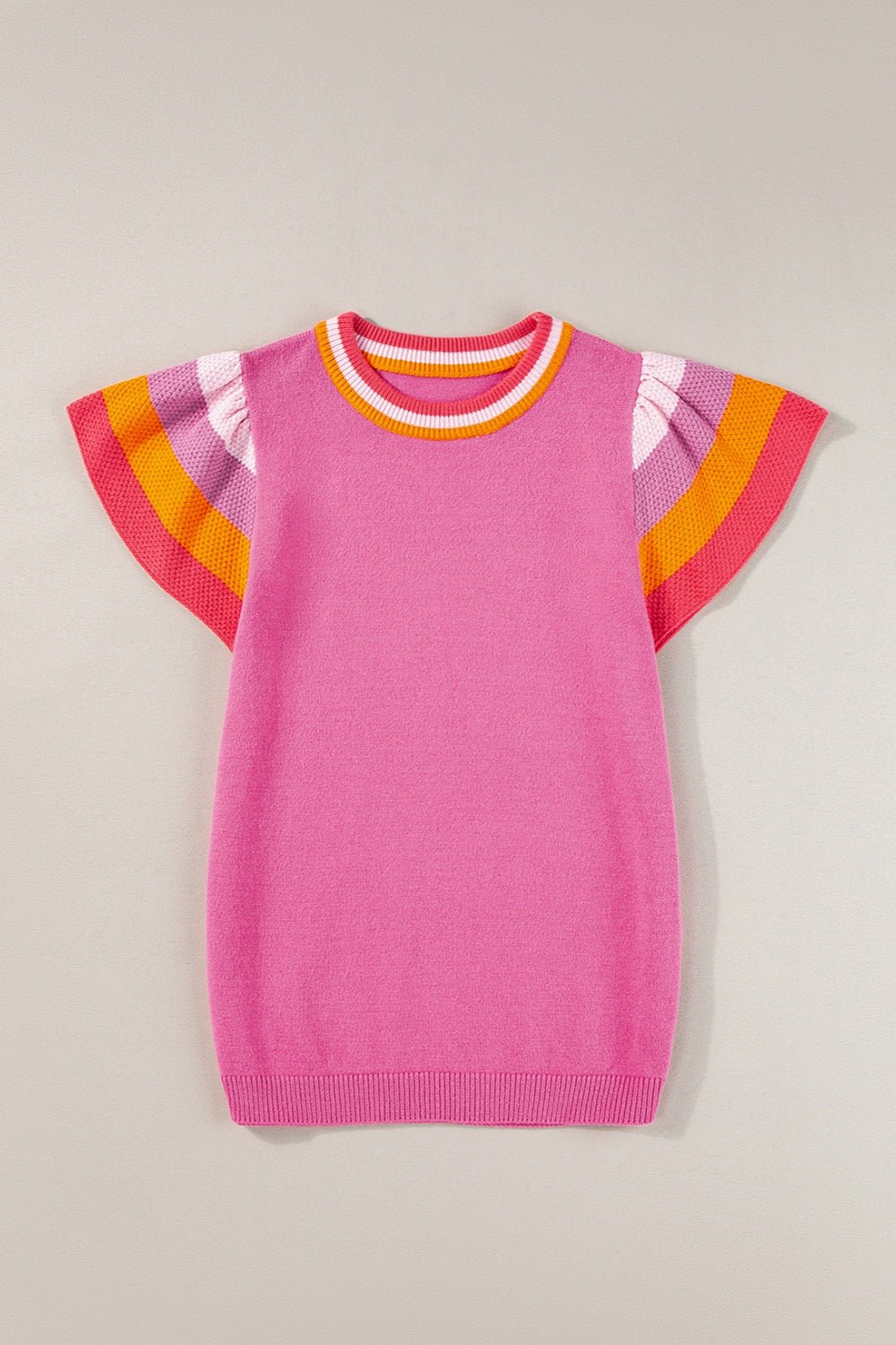 Color Block Round Neck Knit Top - Rochelle's House LLC