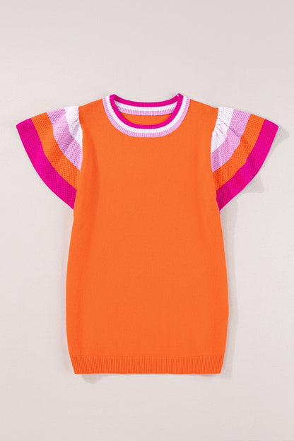 Color Block Round Neck Knit Top - Rochelle's House LLC