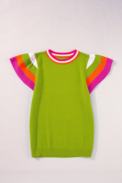 Color Block Round Neck Knit Top - Rochelle's House LLC