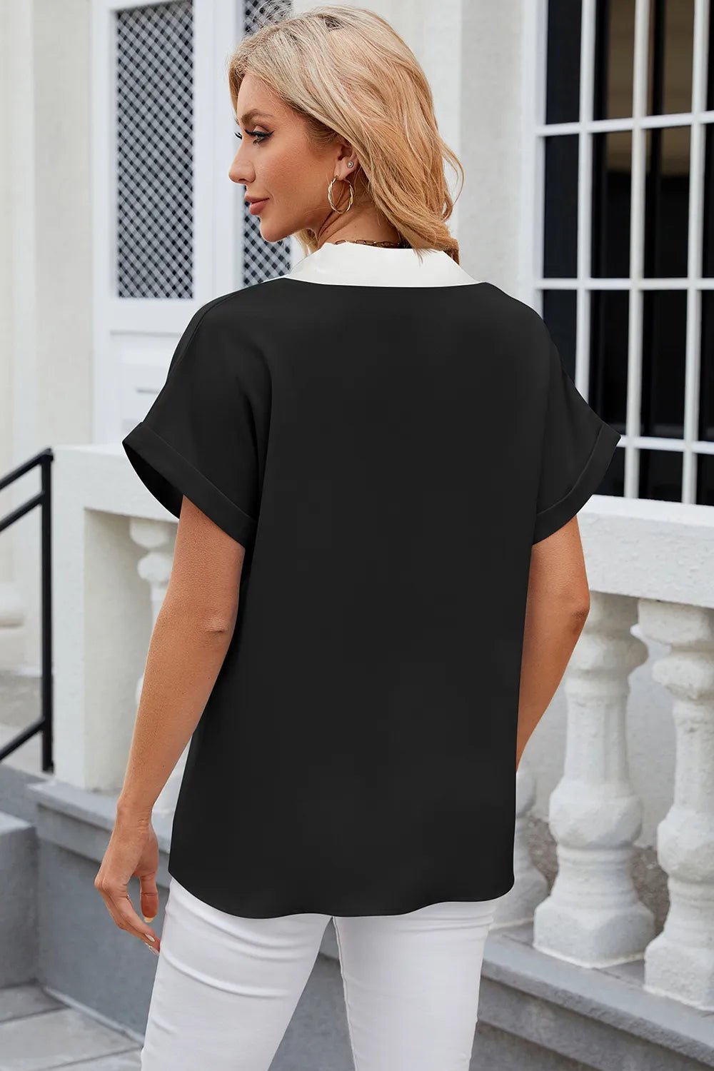 Back view of product with easy, flowy drape