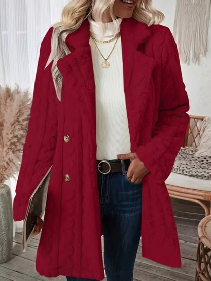Cozy Faux Shearling Double - Breasted Outerwear - Rochelle's House LLC