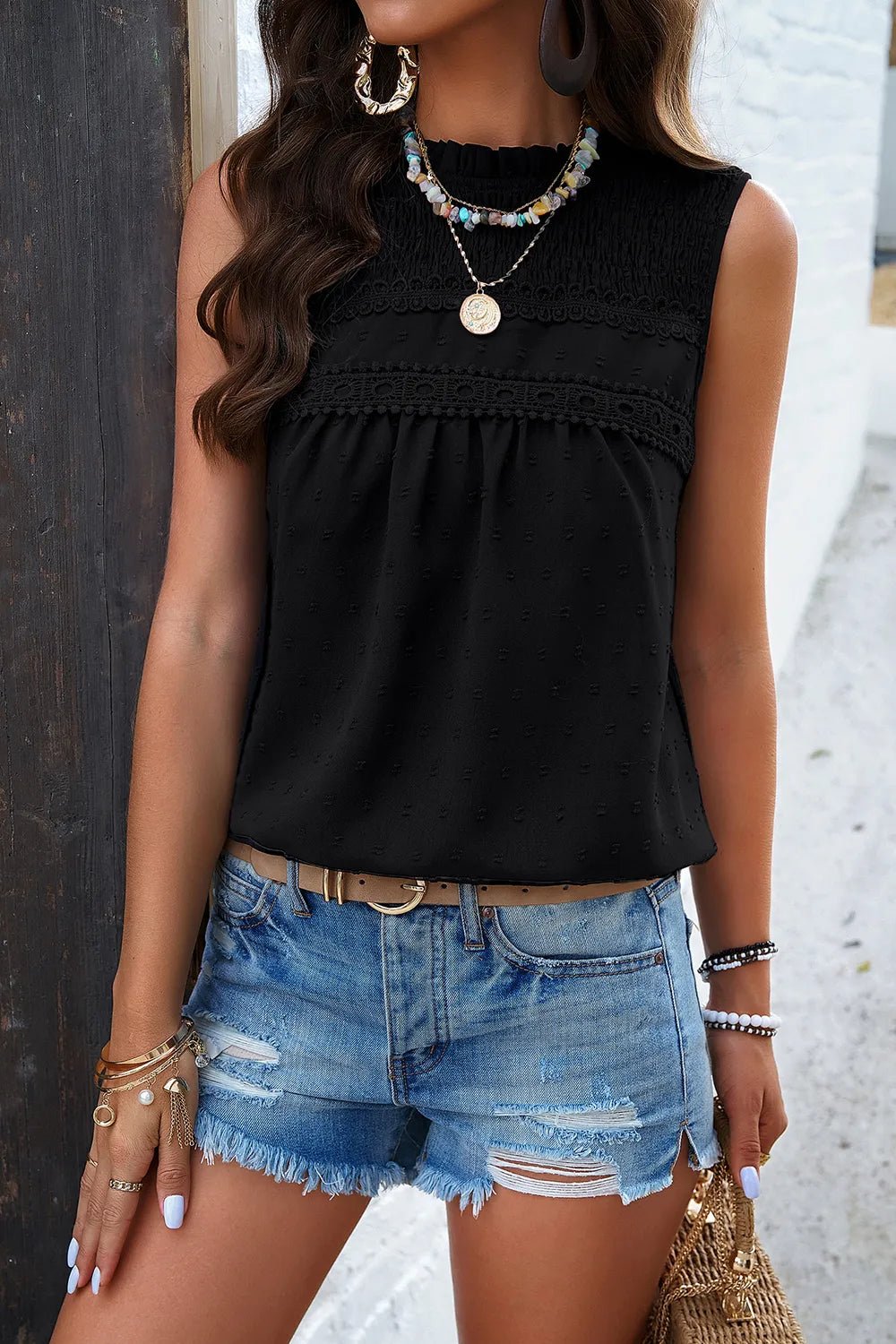 Lifestyle image of product styled for a chic daytime look