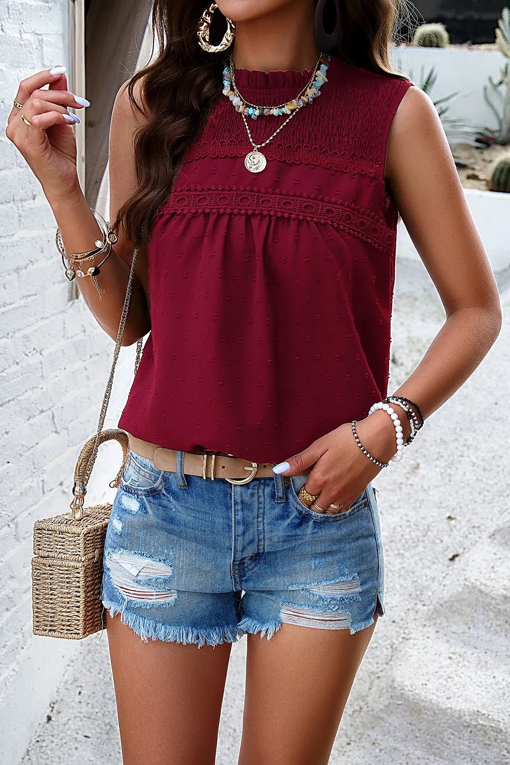 Lifestyle image of product styled for a chic daytime look