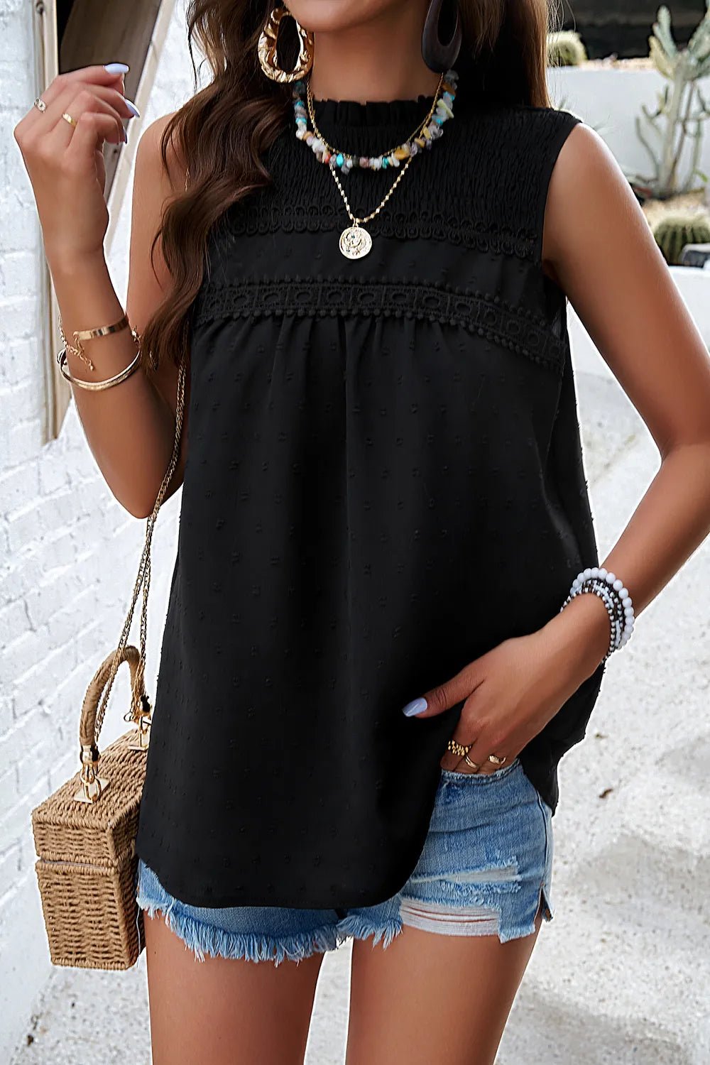 Lifestyle image of product styled for a chic daytime look