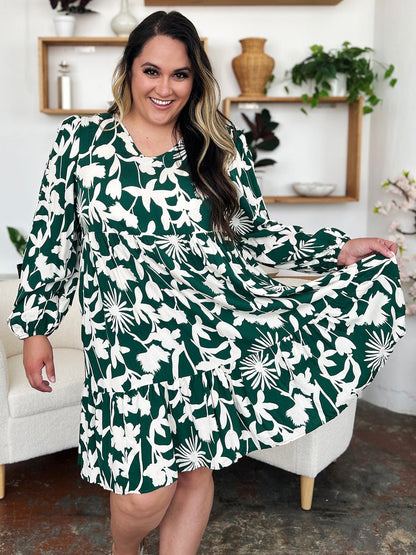 Double Take Full Size Printed Ruffle Hem Dress with Pocket - Rochelle's House LLC