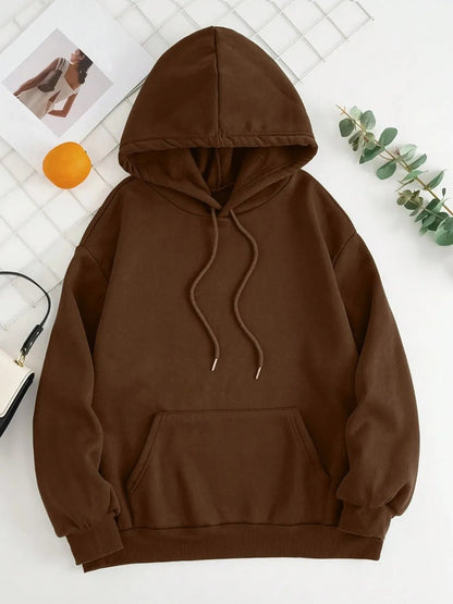 Drawstring Dropped Shoulder Hoodie - Rochelle's House LLC