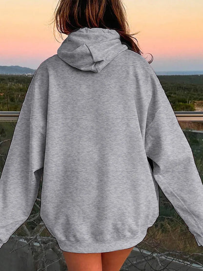 Drawstring Dropped Shoulder Hoodie - Rochelle's House LLC