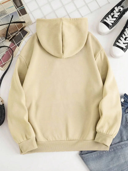Drawstring Dropped Shoulder Hoodie - Rochelle's House LLC