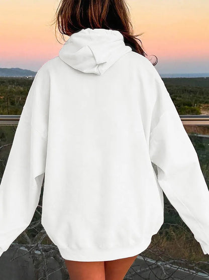 Drawstring Dropped Shoulder Hoodie - Rochelle's House LLC