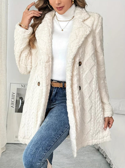 Fleece Double - Breasted Longline Coat - Rochelle's House LLC