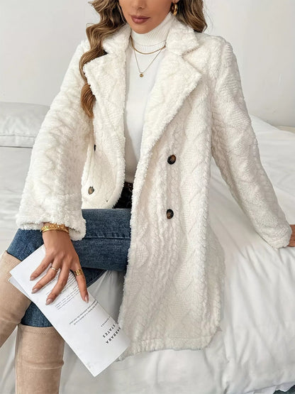 Fleece Double - Breasted Longline Coat - Rochelle's House LLC