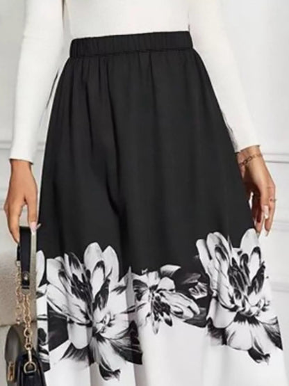Floral Print A - Line Midi Skirt - Rochelle's House LLC