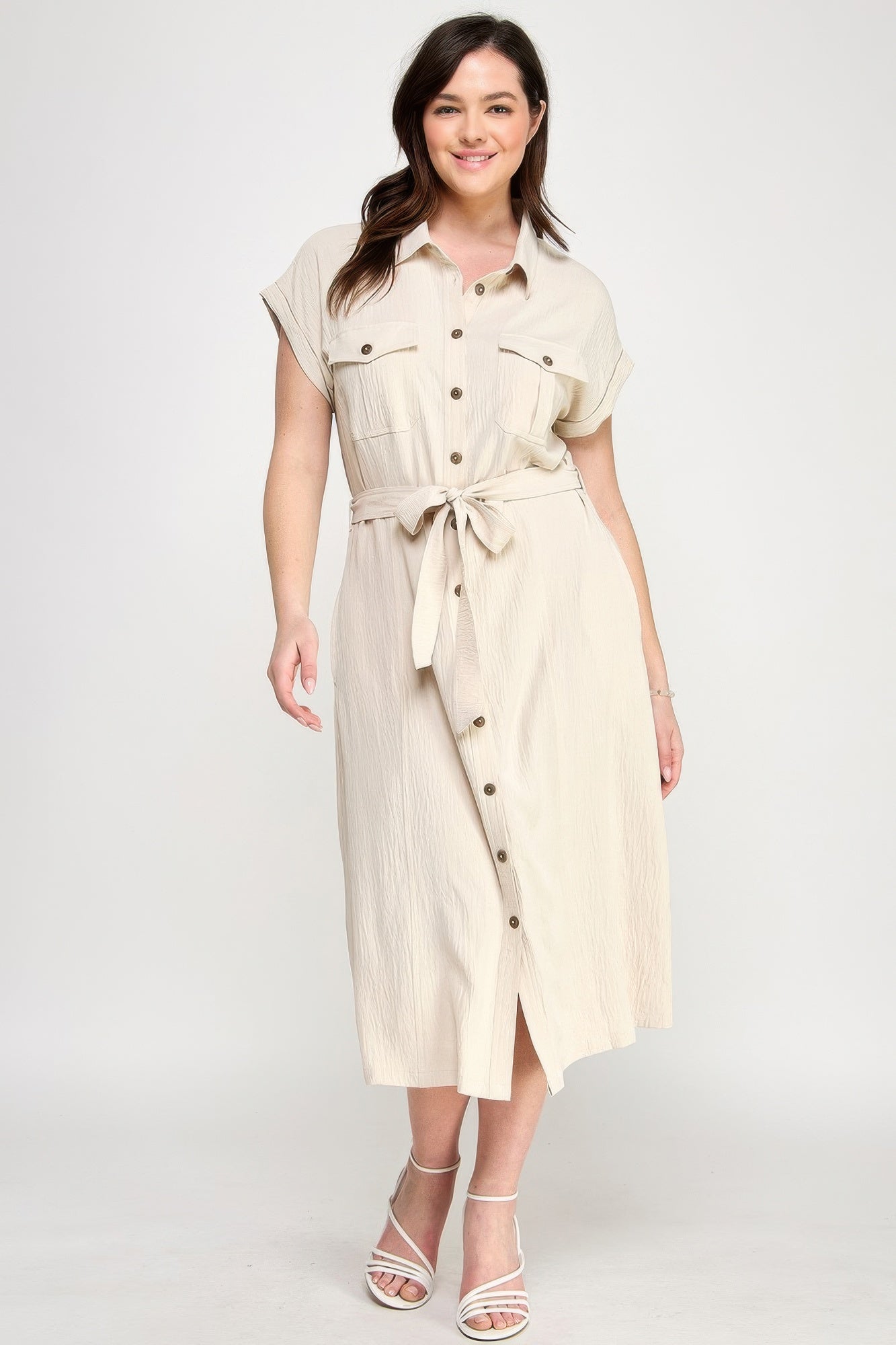 Side view of product highlighting flattering shape and movement