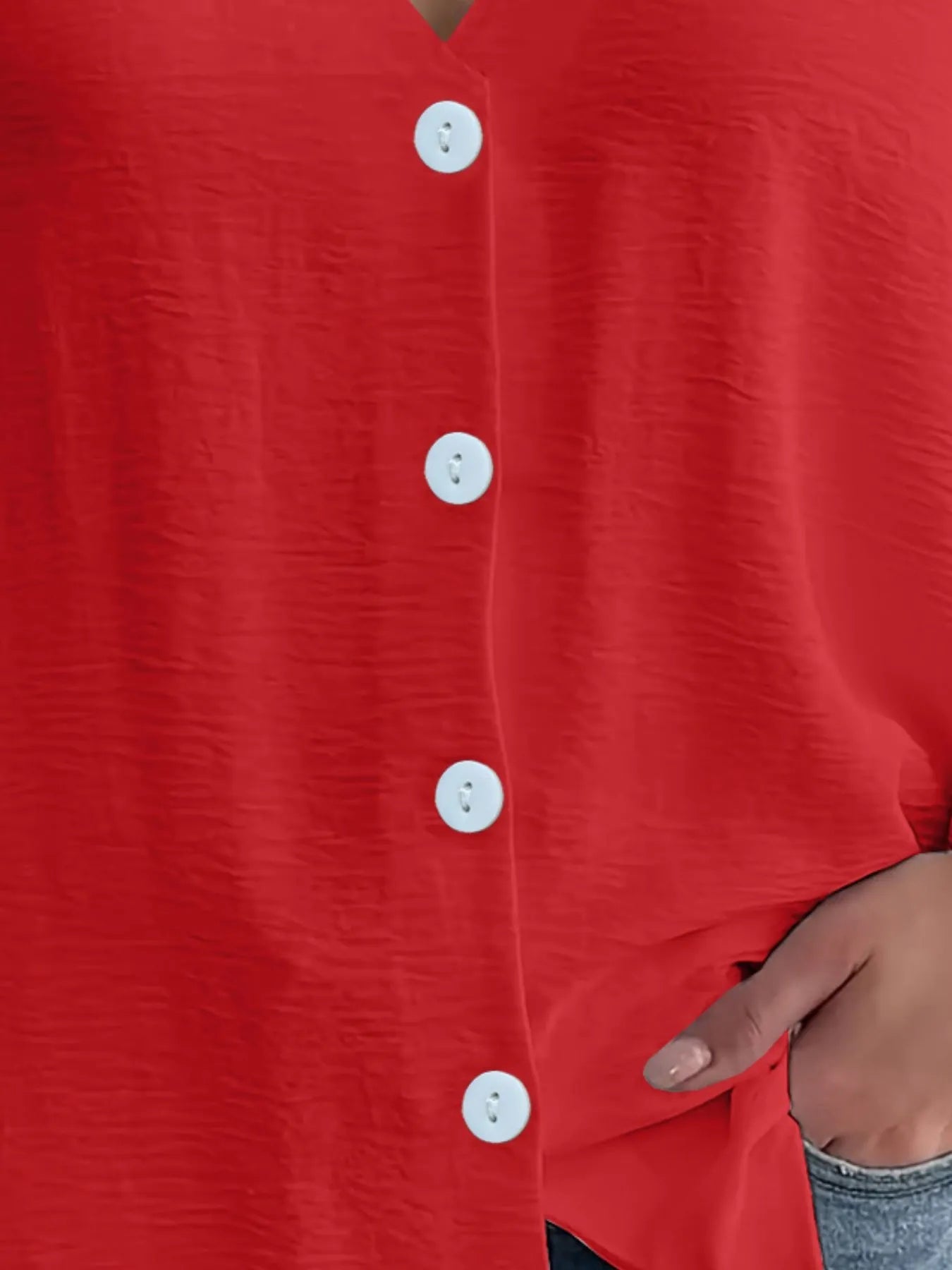 Full Size Casual V - Neck Button Down Relaxed Fit Blouse Plus Size - Rochelle's House LLC