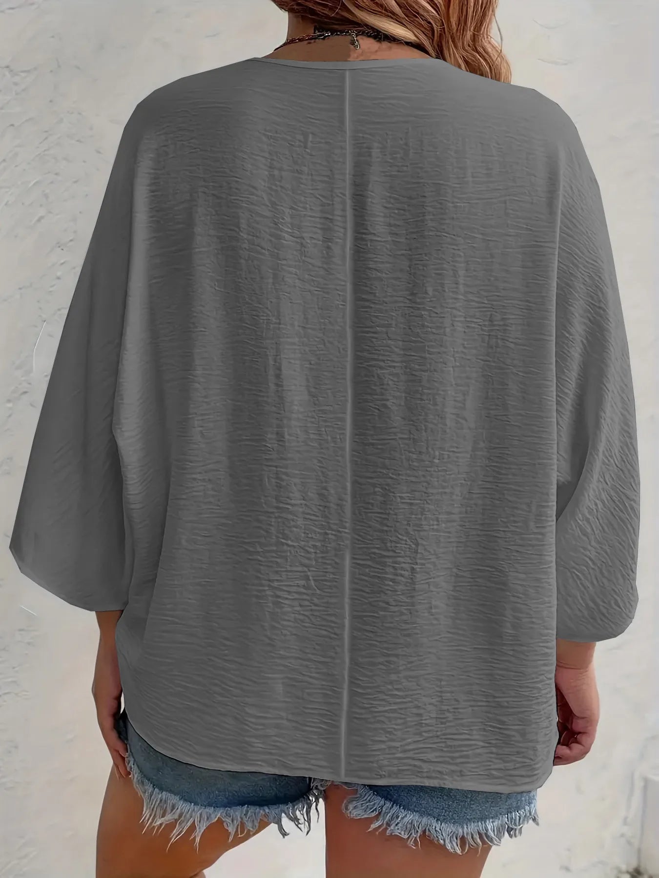 Full Size Casual V - Neck Button Down Relaxed Fit Blouse Plus Size - Rochelle's House LLC