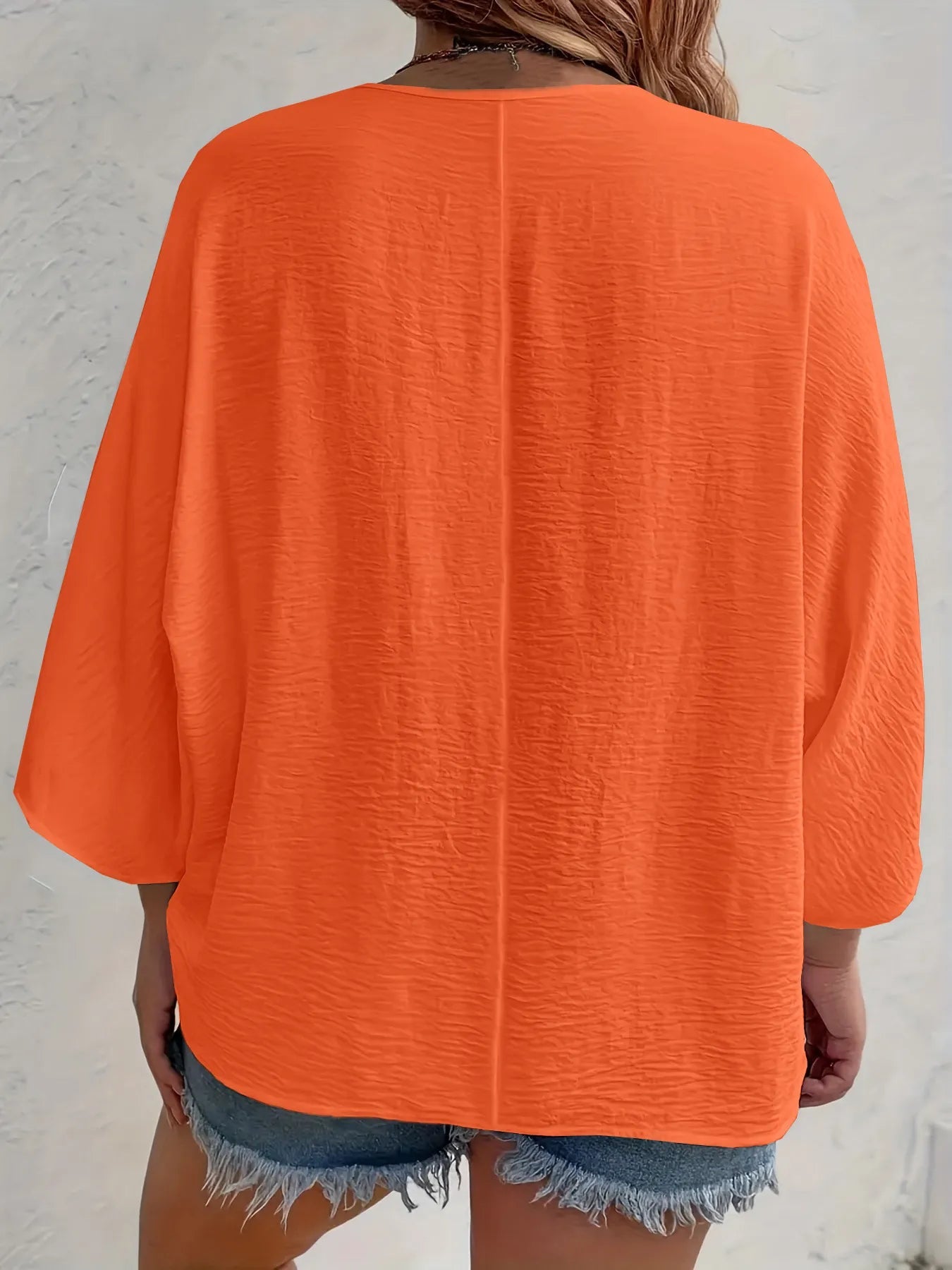 Full Size Casual V - Neck Button Down Relaxed Fit Blouse Plus Size - Rochelle's House LLC