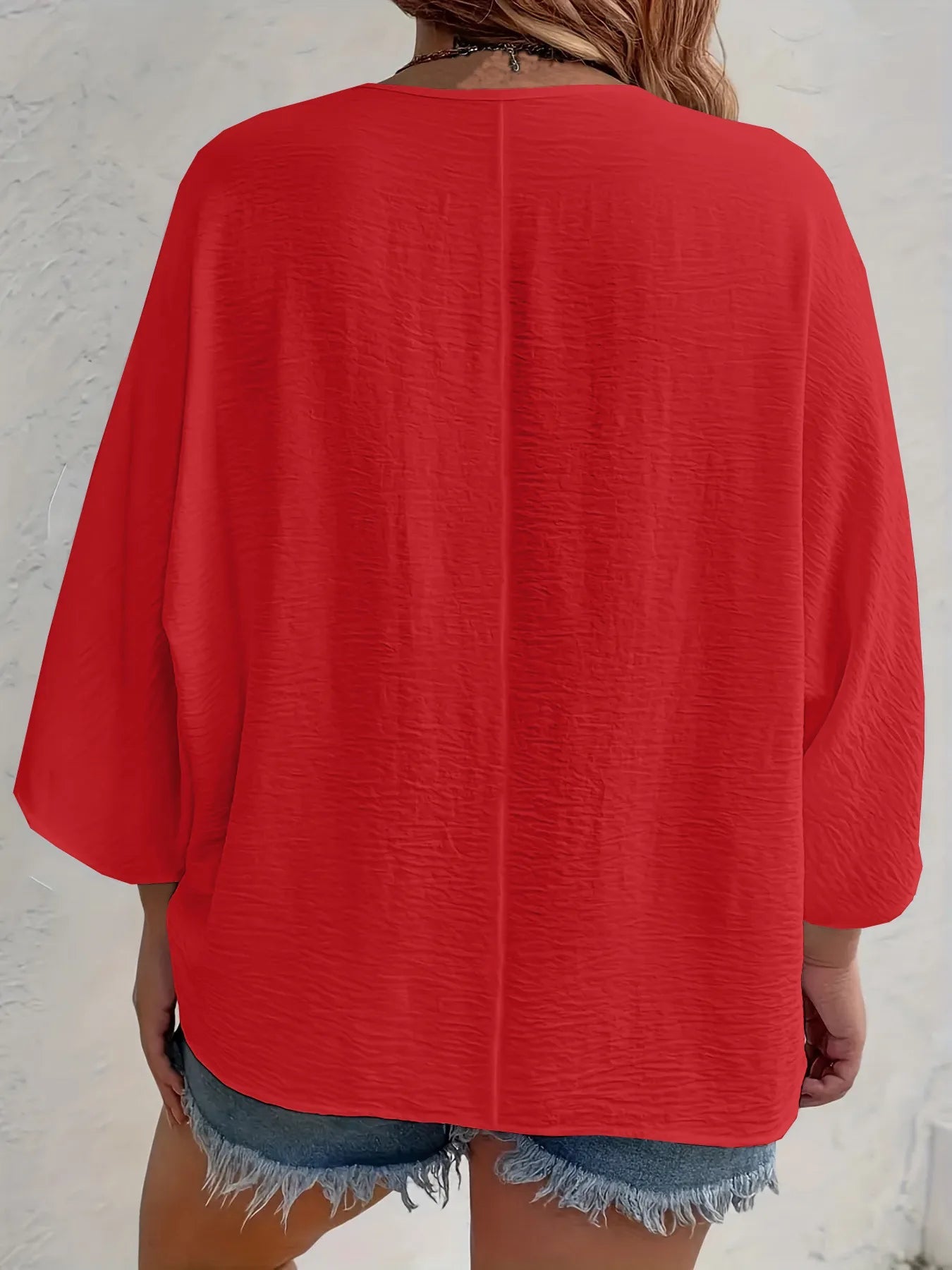 Full Size Casual V - Neck Button Down Relaxed Fit Blouse Plus Size - Rochelle's House LLC