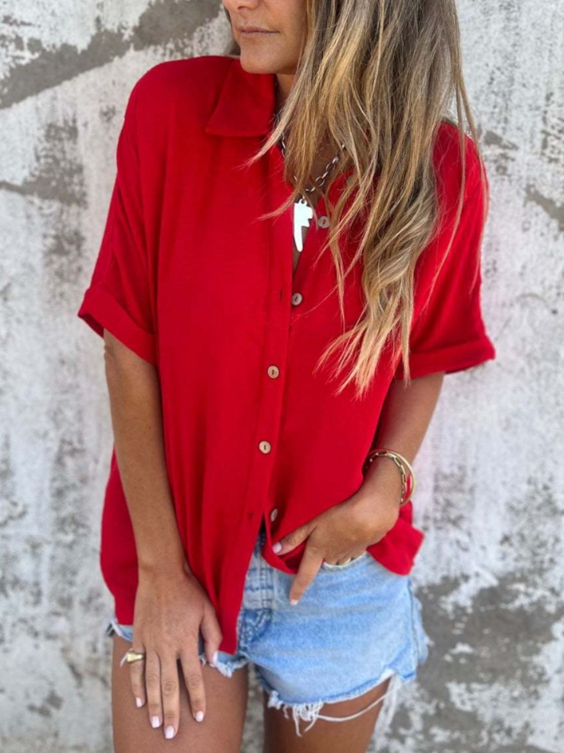 Side view of product highlighting flattering shape and movement