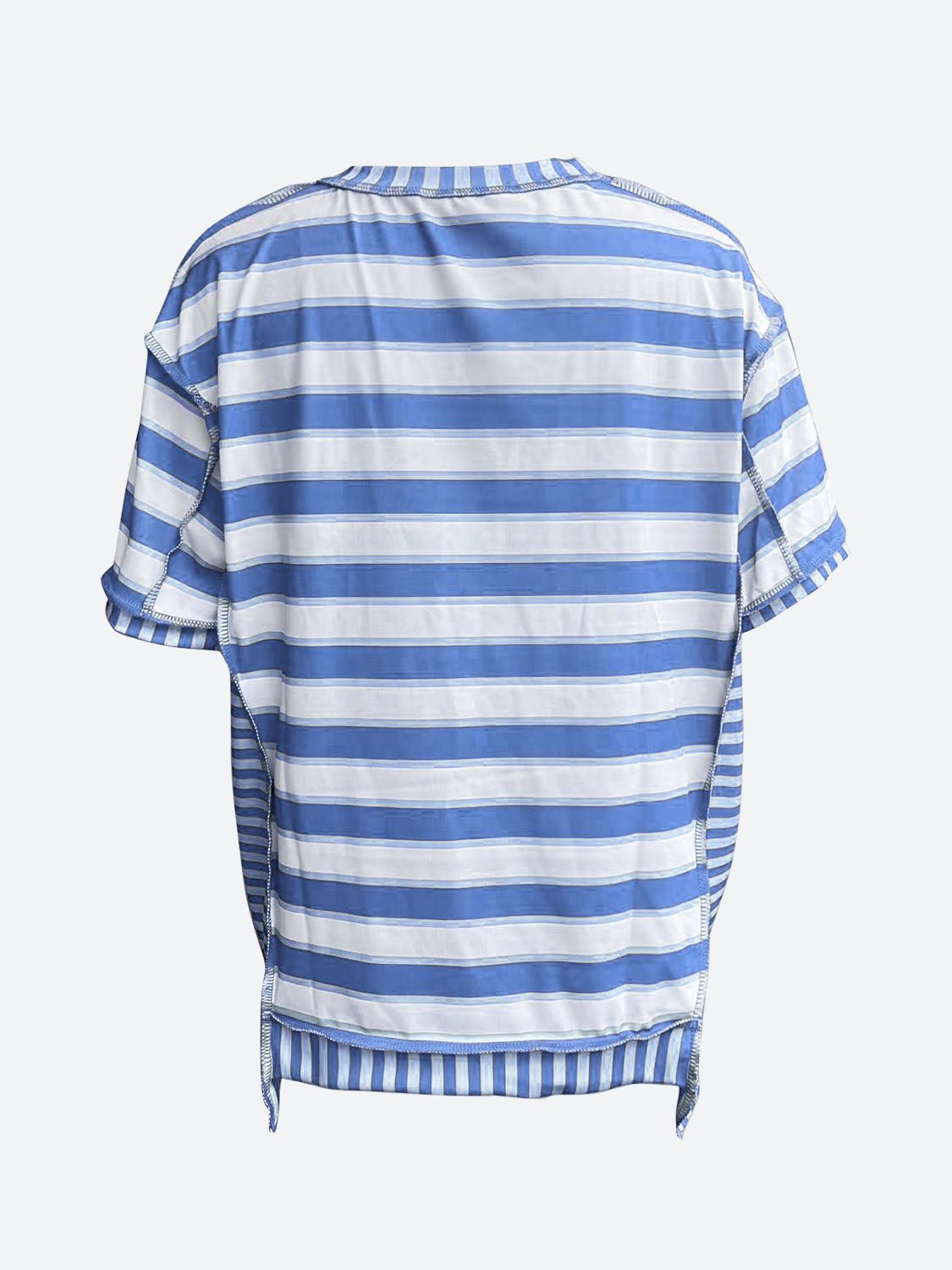 Full Size Contrast Stitching Striped Round Neck T-Shirt - Rochelle's House LLC