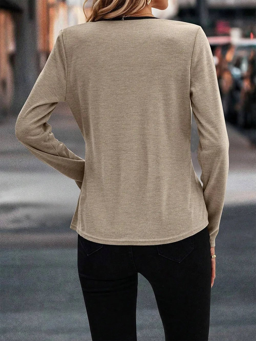 Side view of product highlighting flattering shape and movement
