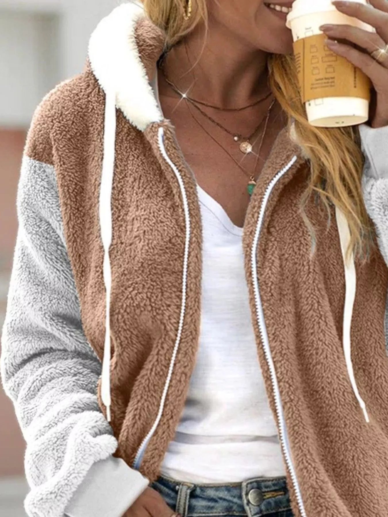 Full Size Fleece Zip - Up Hooded Outerwear Plus Size - Rochelle's House LLC