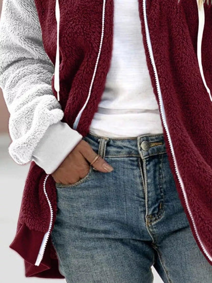 Full Size Fleece Zip - Up Hooded Outerwear Plus Size - Rochelle's House LLC