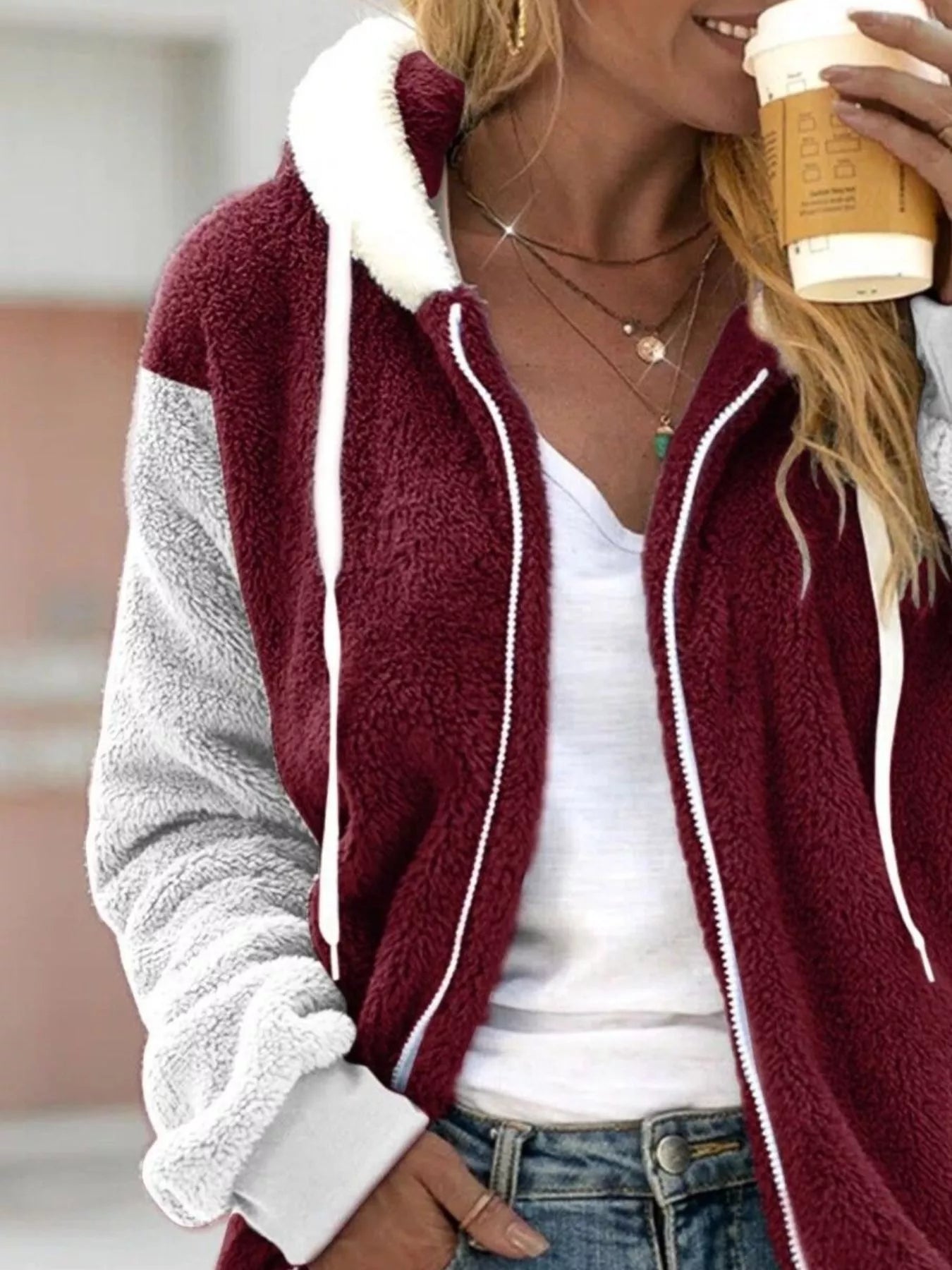 Full Size Fleece Zip - Up Hooded Outerwear Plus Size - Rochelle's House LLC