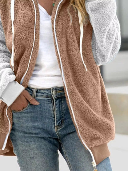 Full Size Fleece Zip - Up Hooded Outerwear Plus Size - Rochelle's House LLC