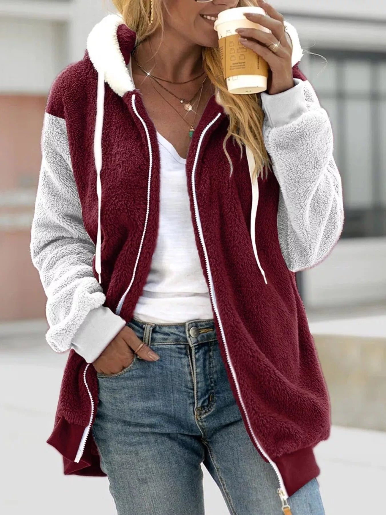 Full Size Fleece Zip - Up Hooded Outerwear Plus Size - Rochelle's House LLC