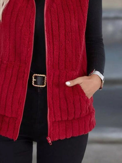 Full Size Fleece Zip - Up Vest Coat Plus Size - Rochelle's House LLC