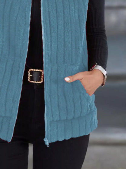 Full Size Fleece Zip - Up Vest Coat Plus Size - Rochelle's House LLC