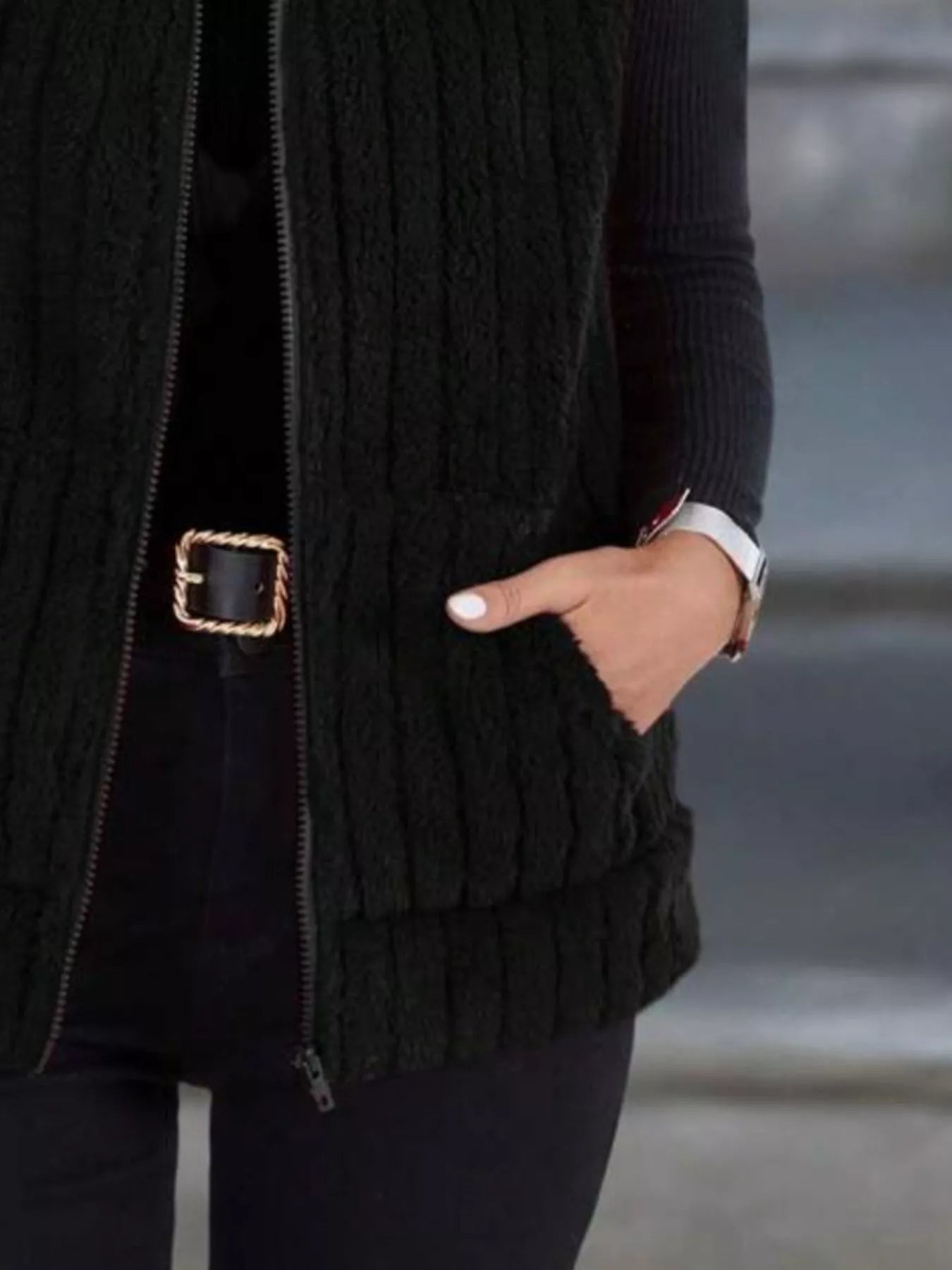 Full Size Fleece Zip - Up Vest Coat Plus Size - Rochelle's House LLC