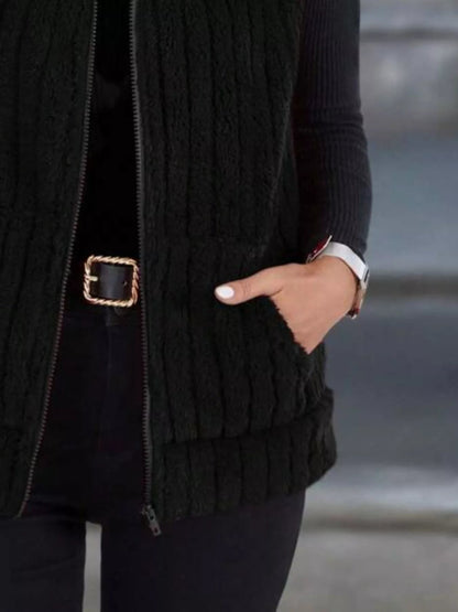 Full Size Fleece Zip - Up Vest Coat Plus Size - Rochelle's House LLC