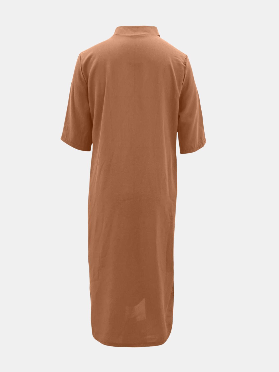 Full Size Notched Half Sleeve Midi Dress - Rochelle's House LLC