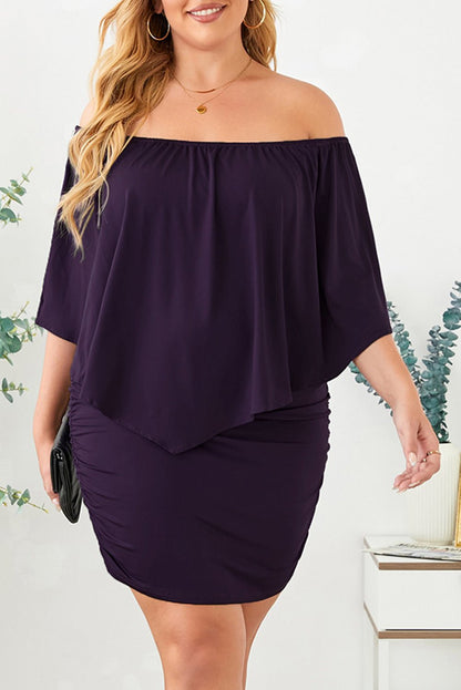 Full Size Off - Shoulder Half Sleeve Dress - Rochelle's House LLC