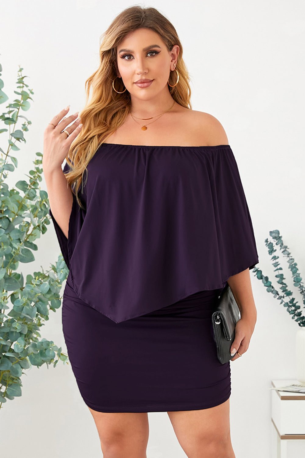 Full Size Off - Shoulder Half Sleeve Dress - Rochelle's House LLC