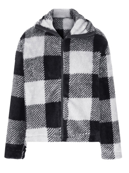Full Size Plaid Zip Up Long Sleeve Jacket - Rochelle's House LLC