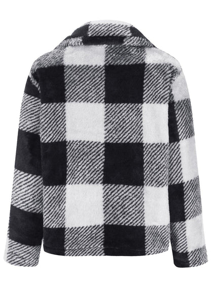 Full Size Plaid Zip Up Long Sleeve Jacket - Rochelle's House LLC
