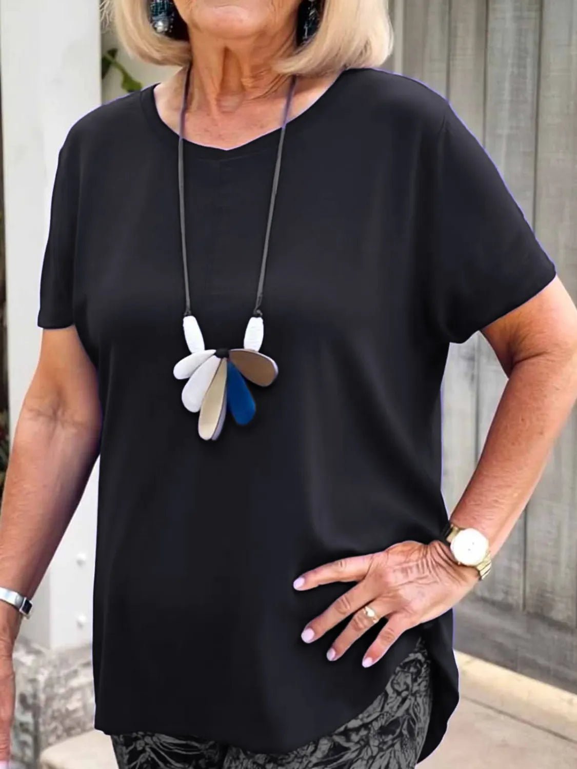 Lifestyle image of product styled for a chic daytime look