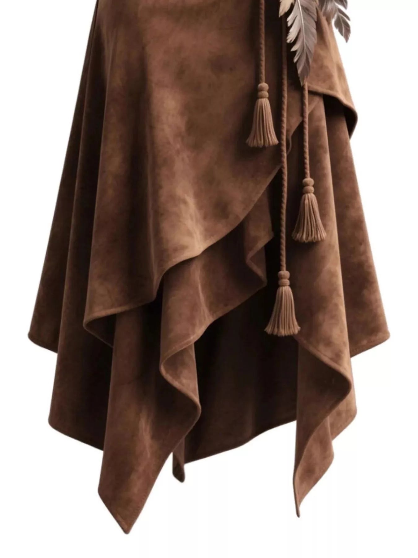 Full Size Tassel Suede Asymmetrical Skirt Plus Size - Rochelle's House LLC