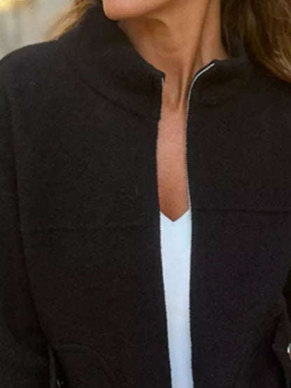 Full Size Textured Knit Zip Up Outerwear Plus Size - Rochelle's House LLC