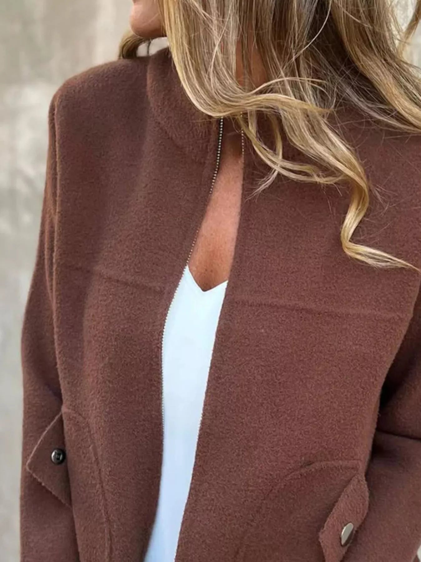 Full Size Textured Knit Zip Up Outerwear Plus Size - Rochelle's House LLC