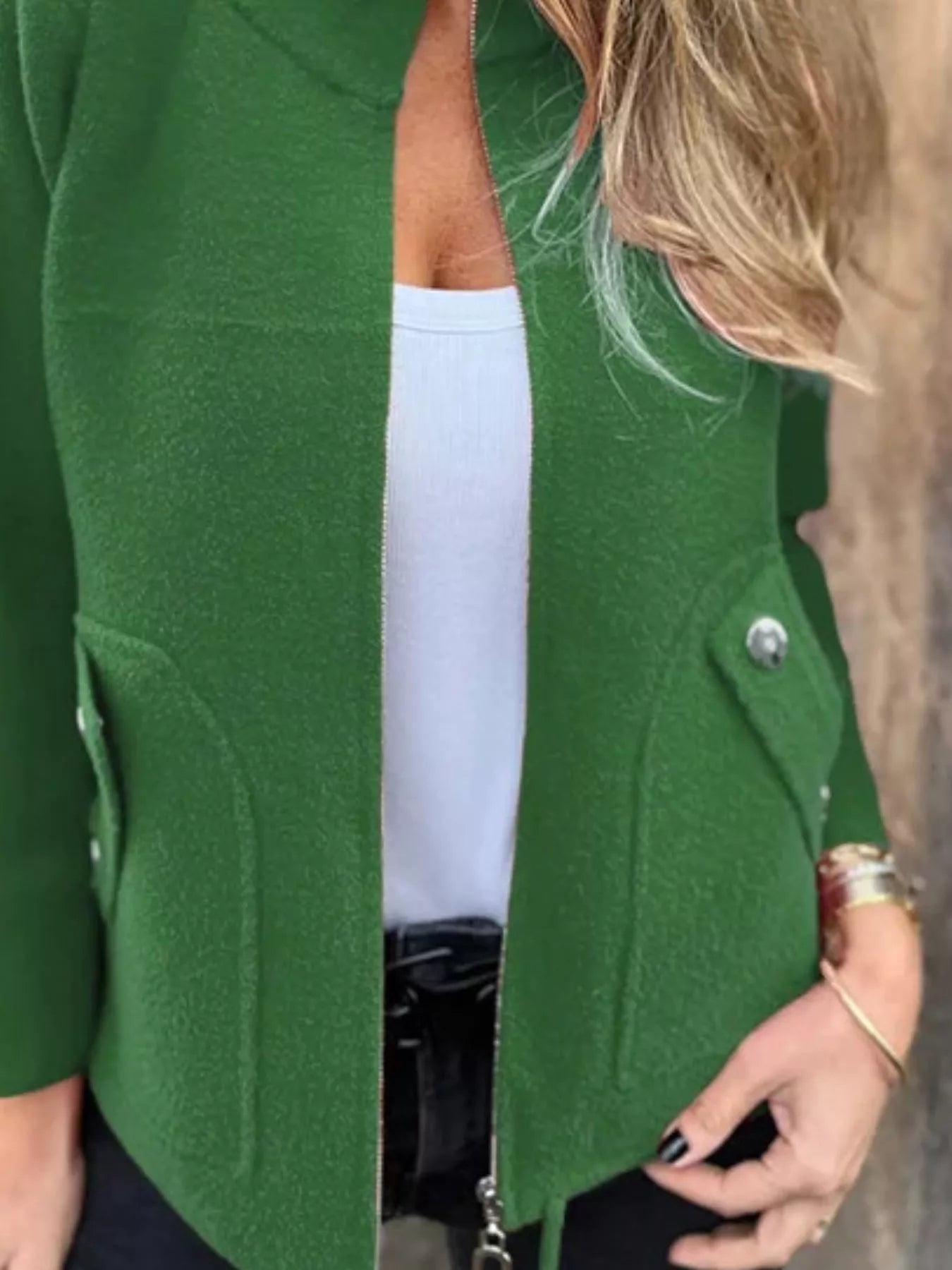 Full Size Textured Knit Zip Up Outerwear Plus Size - Rochelle's House LLC