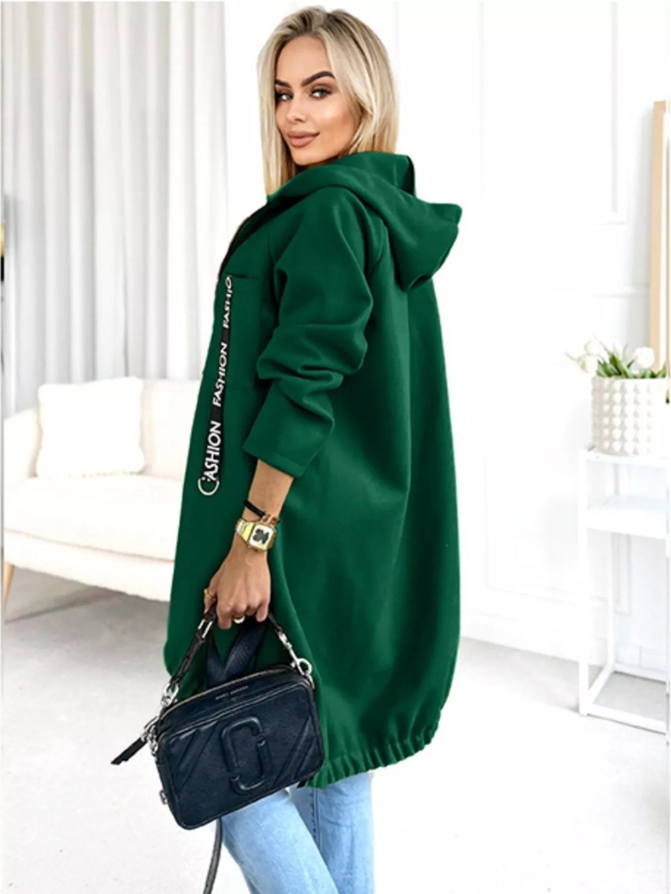 Full Size Zip Up Longline Hooded Outerwear Plus Size - Rochelle's House LLC