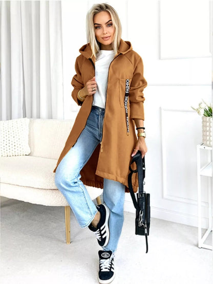 Full Size Zip Up Longline Hooded Outerwear Plus Size - Rochelle's House LLC