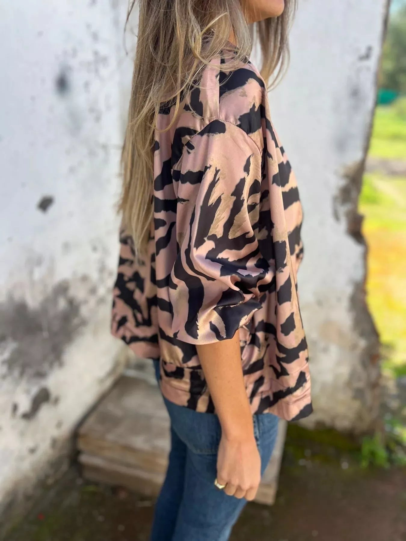 Full Size Zip Up Zebra Print Bomber Jacket Plus Size - Rochelle's House LLC